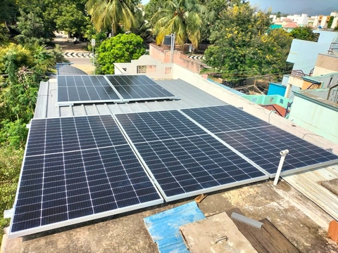 on grid solar power plant installed on a roof of a home